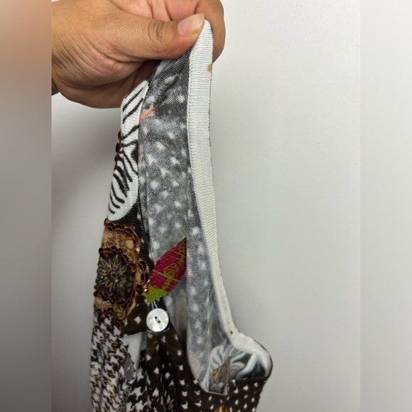 Prima Bella VTG Y2K SZ M Artsy Long Sleeve sequins Fall Paisley Cardigan Sweater - Picture 11 of 14